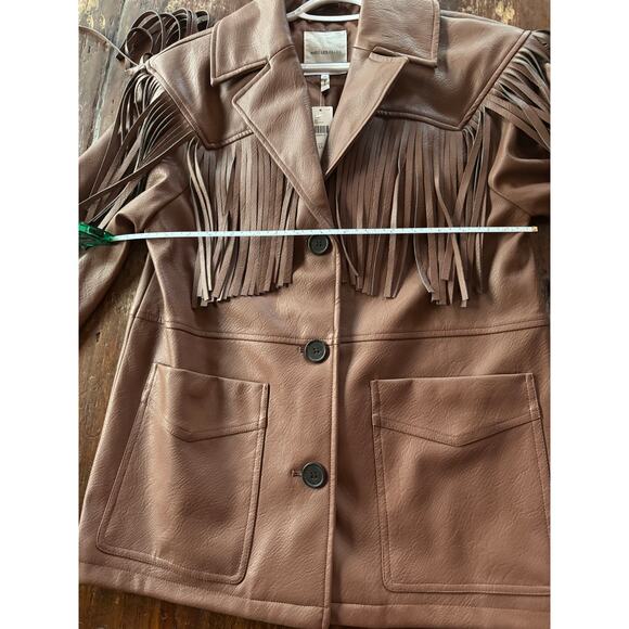 Avec Les Filles for Anthropologie Fringe Faux Leather Shacket XS - Picture 13 of 14